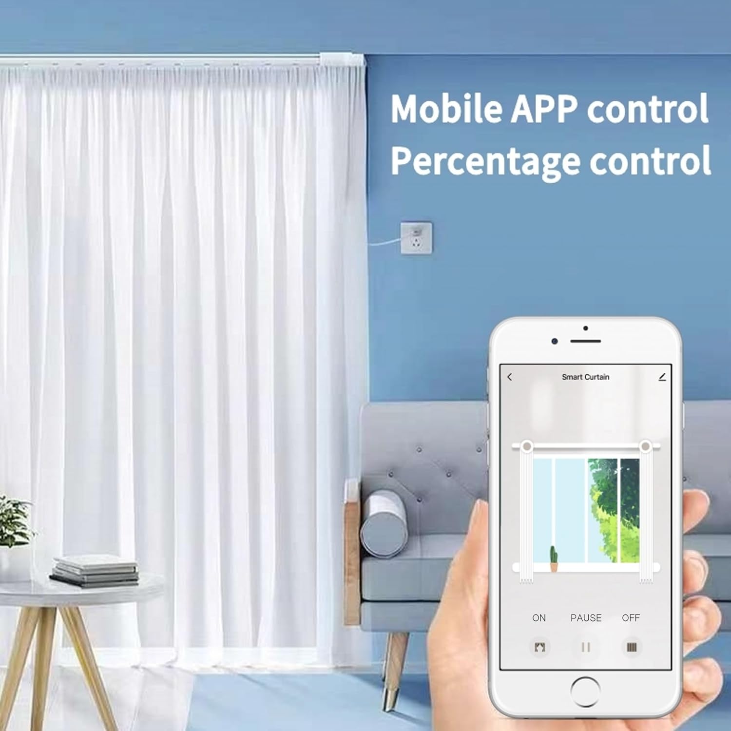 Smart Curtain Track System with Mini Wifi Motor, Automatic Ceiling Curtain Opener, Motorized Curtains Rod 204.7''(5.2m) with App, Voice, Remote Control, Compatible with Alexa, Google and Siri
