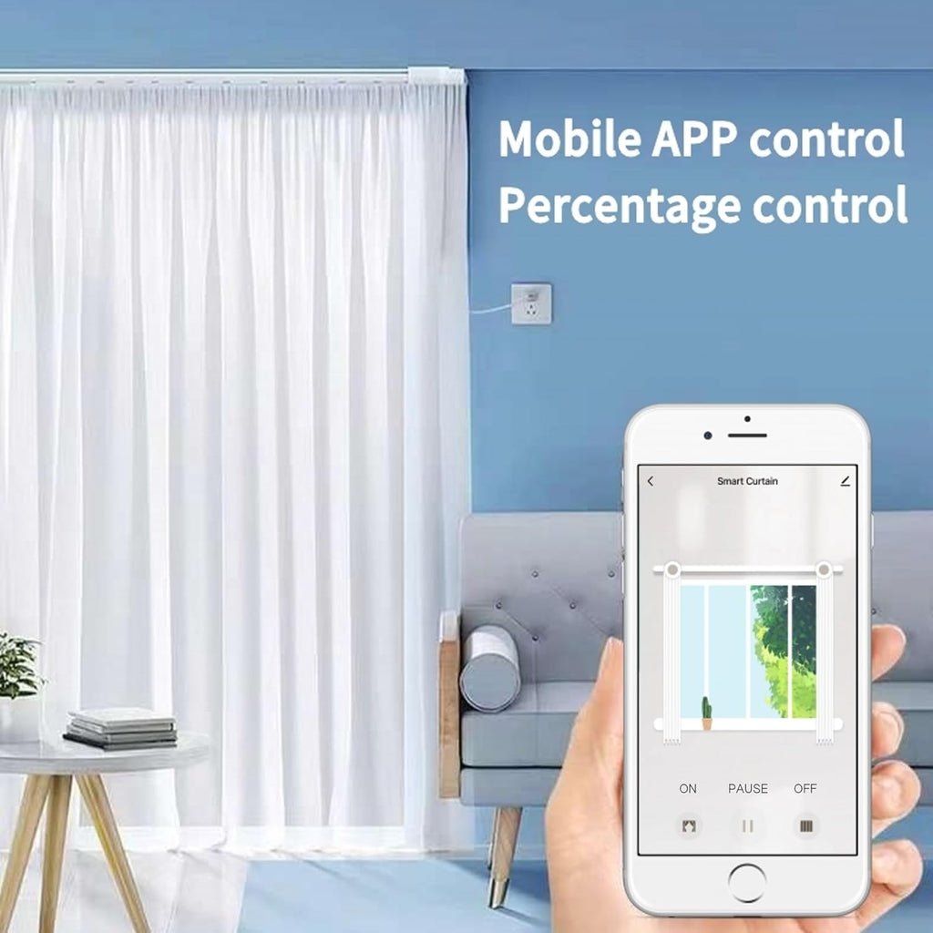 Smart Curtain Track System with Mini Zigbee Motor, Automatic Ceiling Curtain Opener, Motorized Curtains Rod 88.6''(2.2m) with App, Voice, Remote Control, Compatible with Alexa,Google and Siri