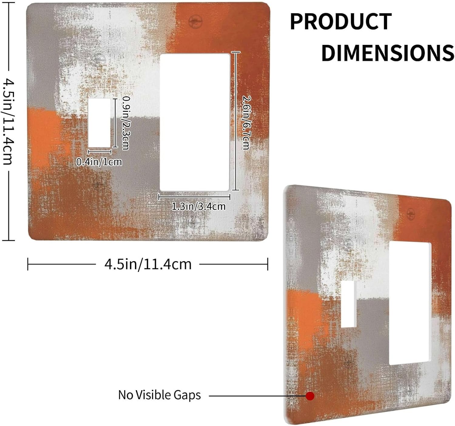 Orange Grey Abstract Art Oil Painting Outlet Covers 1 Toggle 1 Rocker Combination Decorative Wall Plate Electrical Switch Plates Light Switch Cover Plate For Home Farmhouse Decor