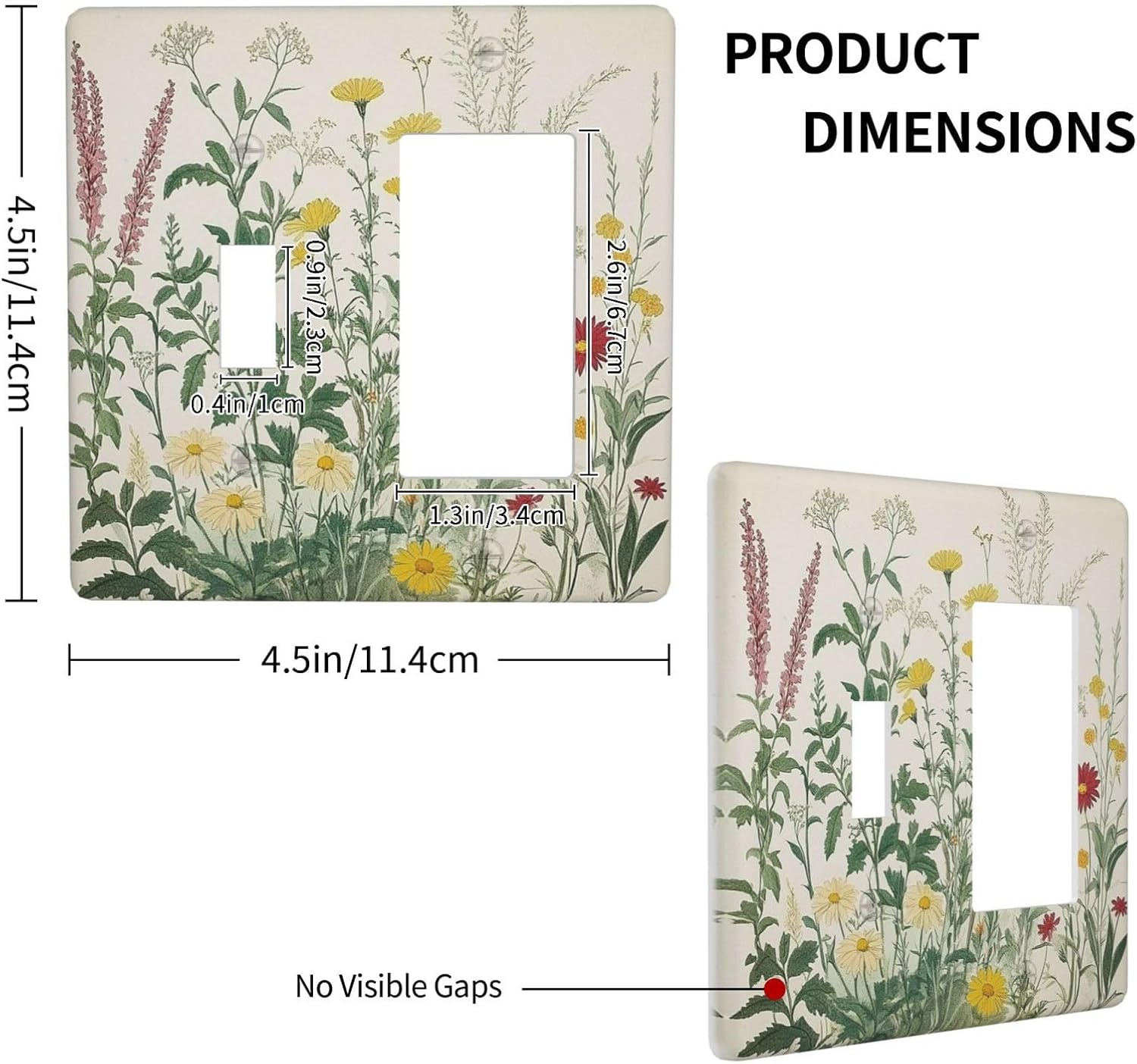 Rustic Wildflower Green Plants Daisy Floral Outlet Covers 1 Toggle 1 Rocker Combination Decorative Wall Plate Electrical Switch Plates Light Switch Cover Plate For Farmhouse Bed Room Decor