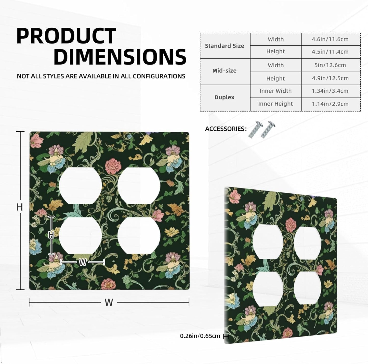 Decorative Outlet Covers Vintage Green Leaf Plant Rustic Pink Flower 2 Gang Wall Plate Cover Double Duplex Receptacle Two Switch Light Switch Cover Plate Jumbo Dual Faceplate
