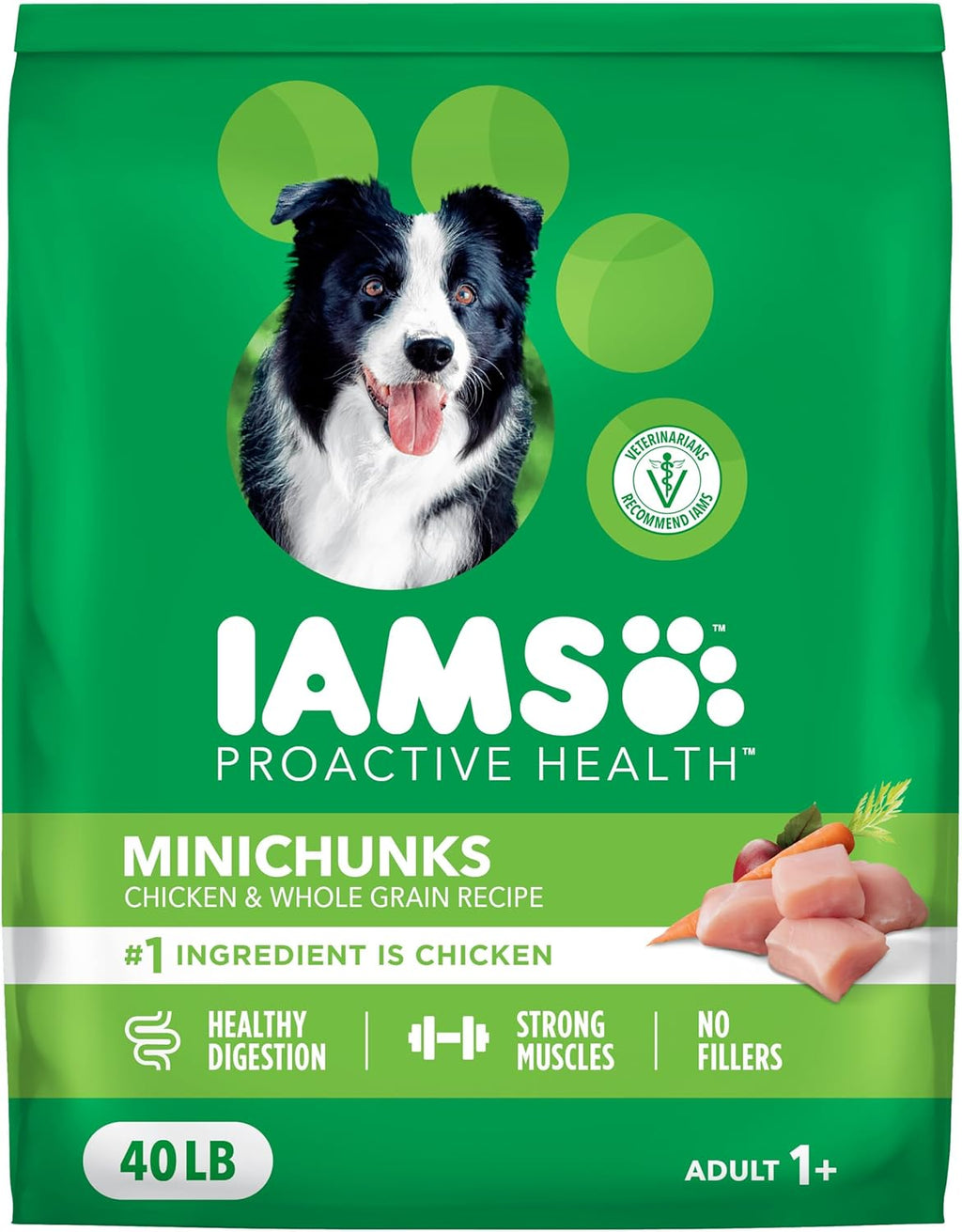 IAMS Proactive Health Adult Minichunks Dry Dog Food Chicken & Whole Grain Recipe, 40 lb. Bag