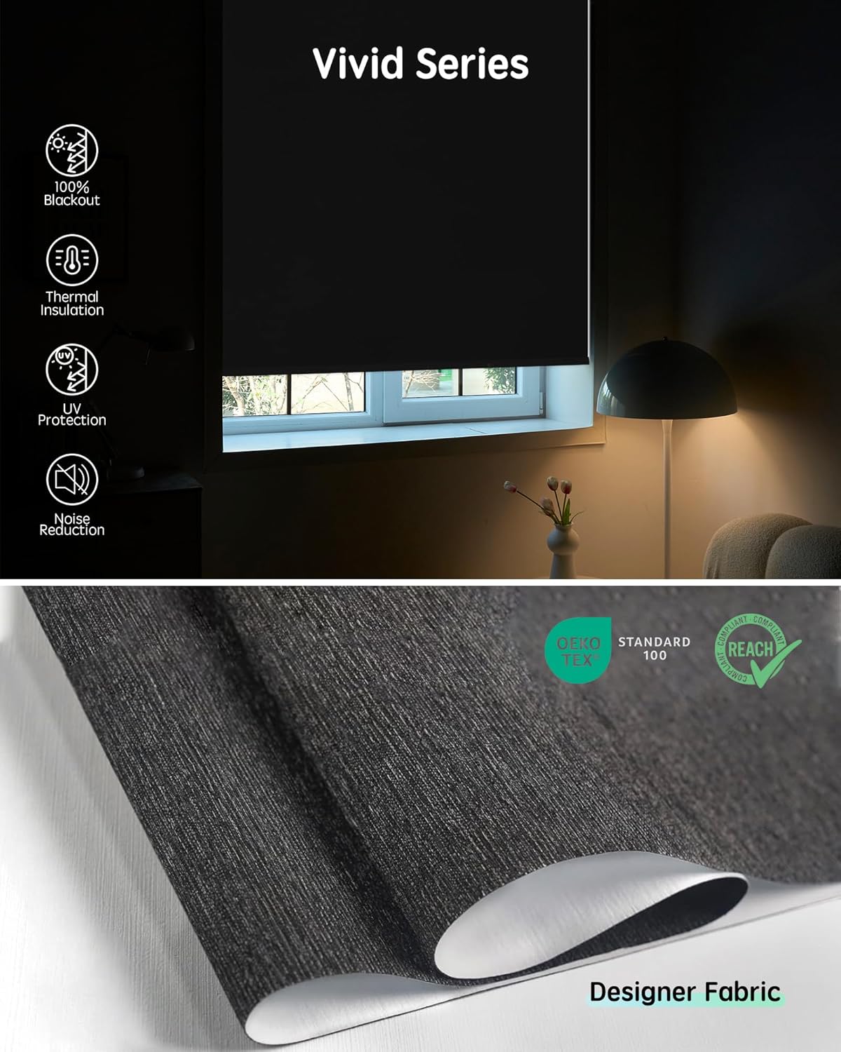 Yoolax Motorized Blinds with Remote, Smart Blinds for Windows Blackout Automatic Shades Compatible with Alexa Remote Control Roller Window Shades with Valance, Custom Size (V-Shimmer Horizontal Black)