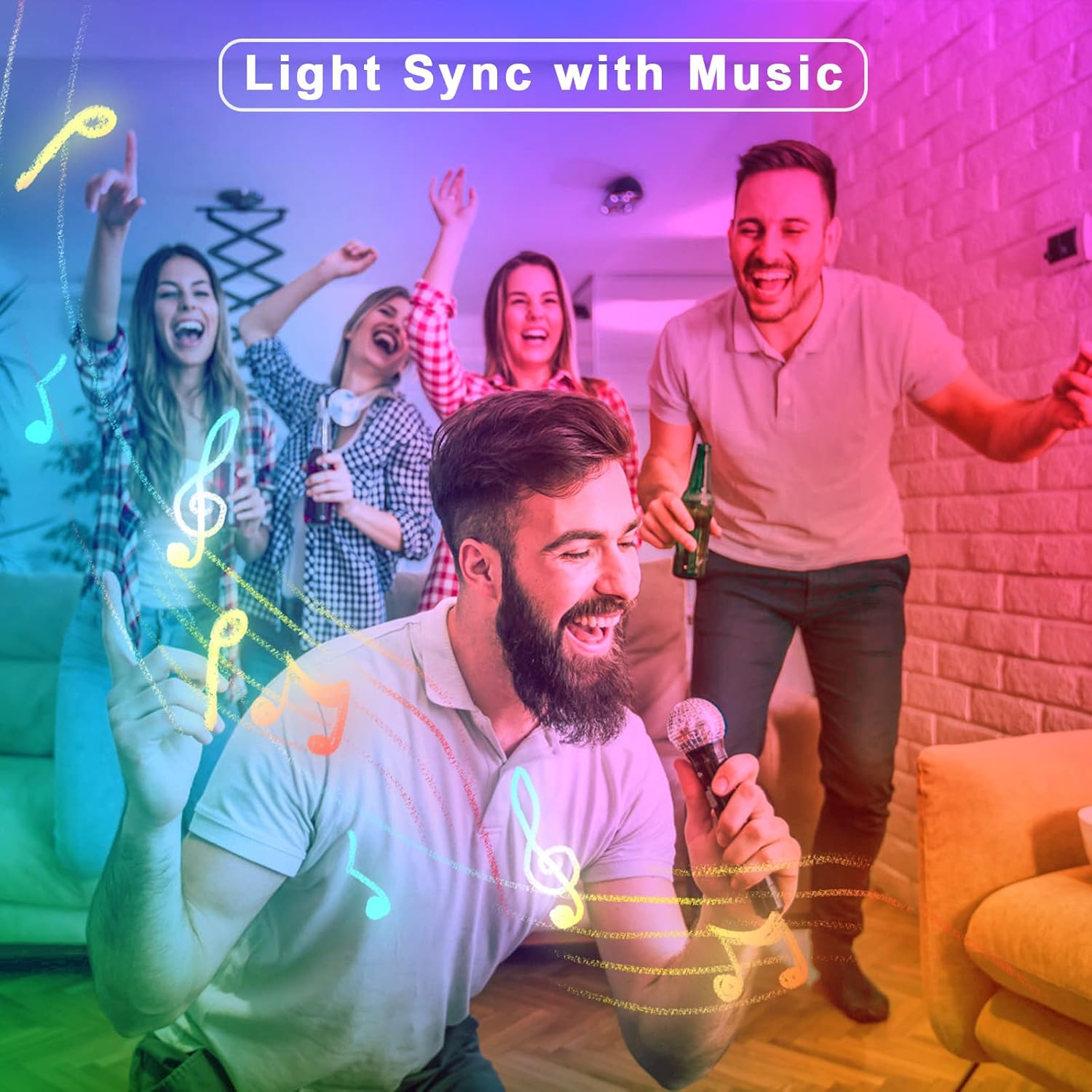 RGBWW Bluetooth LED Strip Lights, 16.4FT Tunable White 3000K to 6500K+RGB Led Light Strips, Music Sync Color Changing Indoor LED Rope Lights with App and Remote for Cabinet, Bedroom, TV