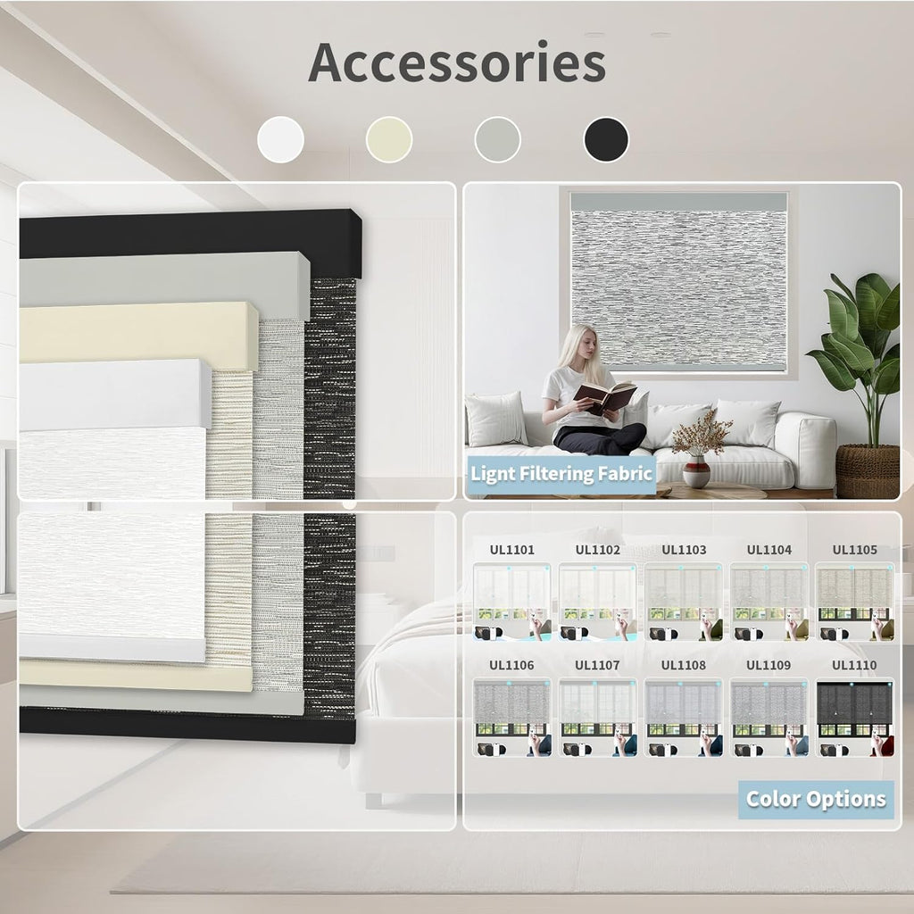 Motorized Blinds with Remote Custom Size Blackout Smart Roller Shades Compatible with Alexa Google, Electric Blinds for Windows