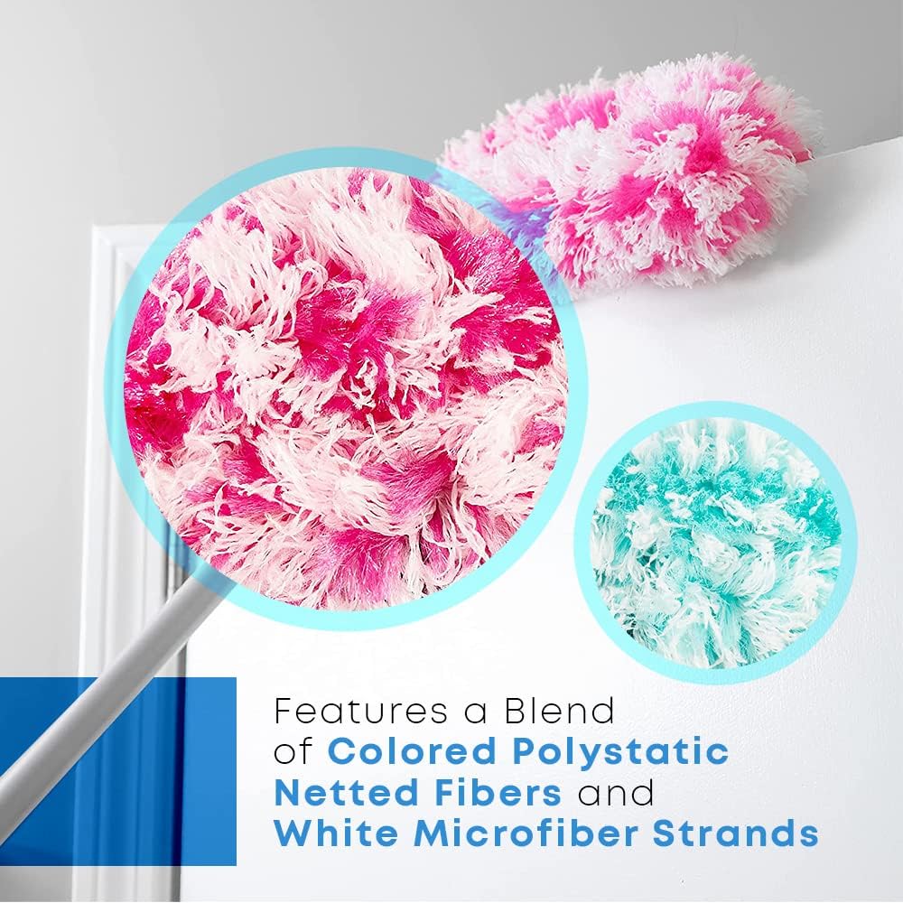 Fuller Brush Fuzzy Fan Duster – Dust & Clean Ceiling Fans, Walls, Woodwork – Polystatic & Microfiber Grabs & Holds Dust, Lint, Cobwebs & Dirt - Fan Duster Head Only (Pink)
