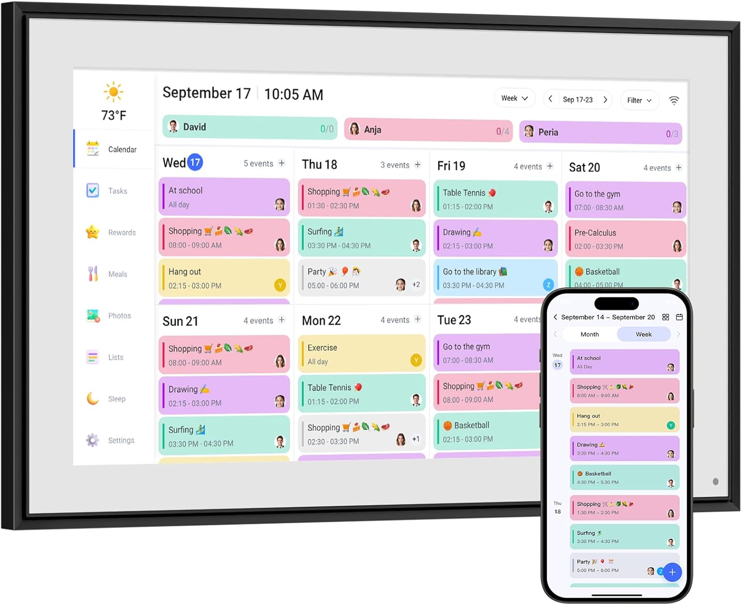 Smart Digital Calendar, 10.1" HD Smart Touch Screen Home Interactive Electron Calender WiFi Planner,Meal Schedule, Duty Chart,Achievement Rewards- Built-in Digital Photo Frame Function
