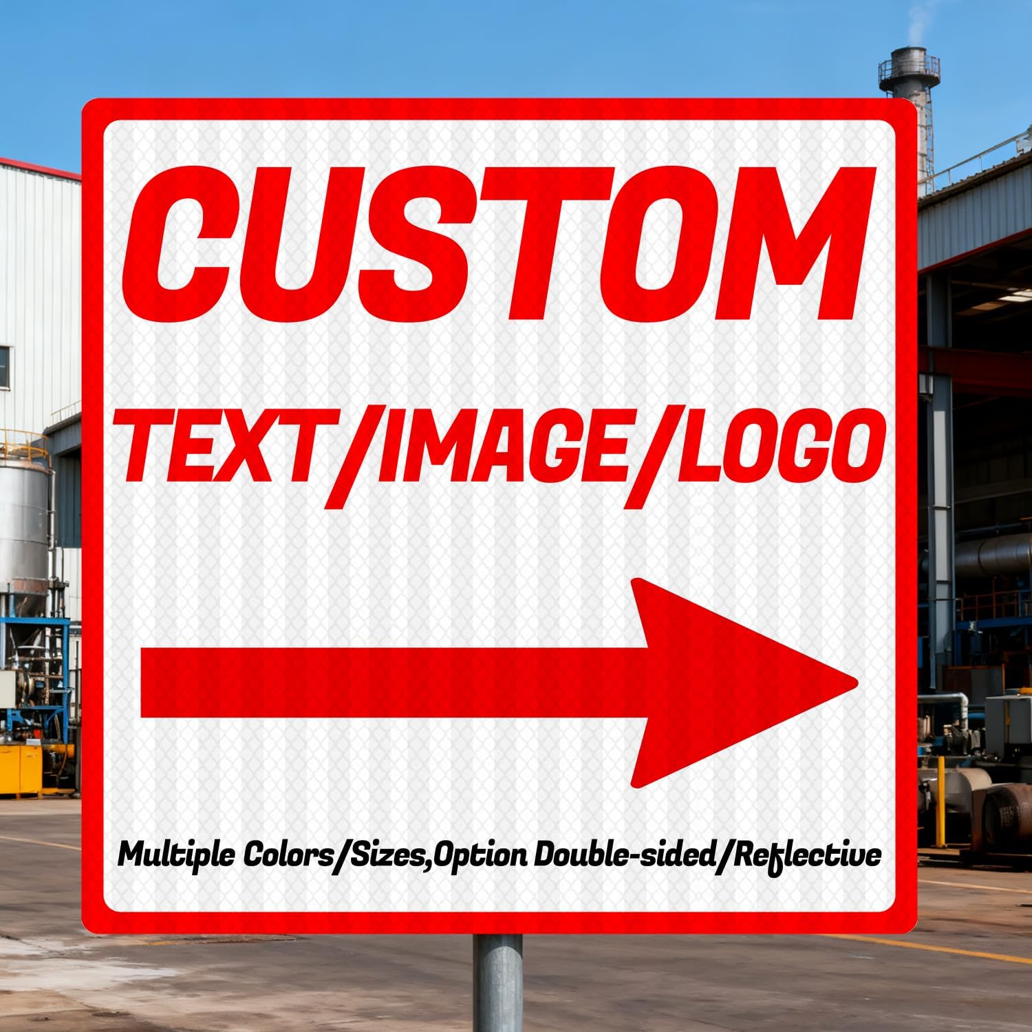 custom signs,aluminum outdoor metal sign,square with arrows,multiple sizes/colors,Option double-sided/reflective,personalized signs metal with your text,logo,photo,for home/business Road direction ,shop ads,Warning(Square)