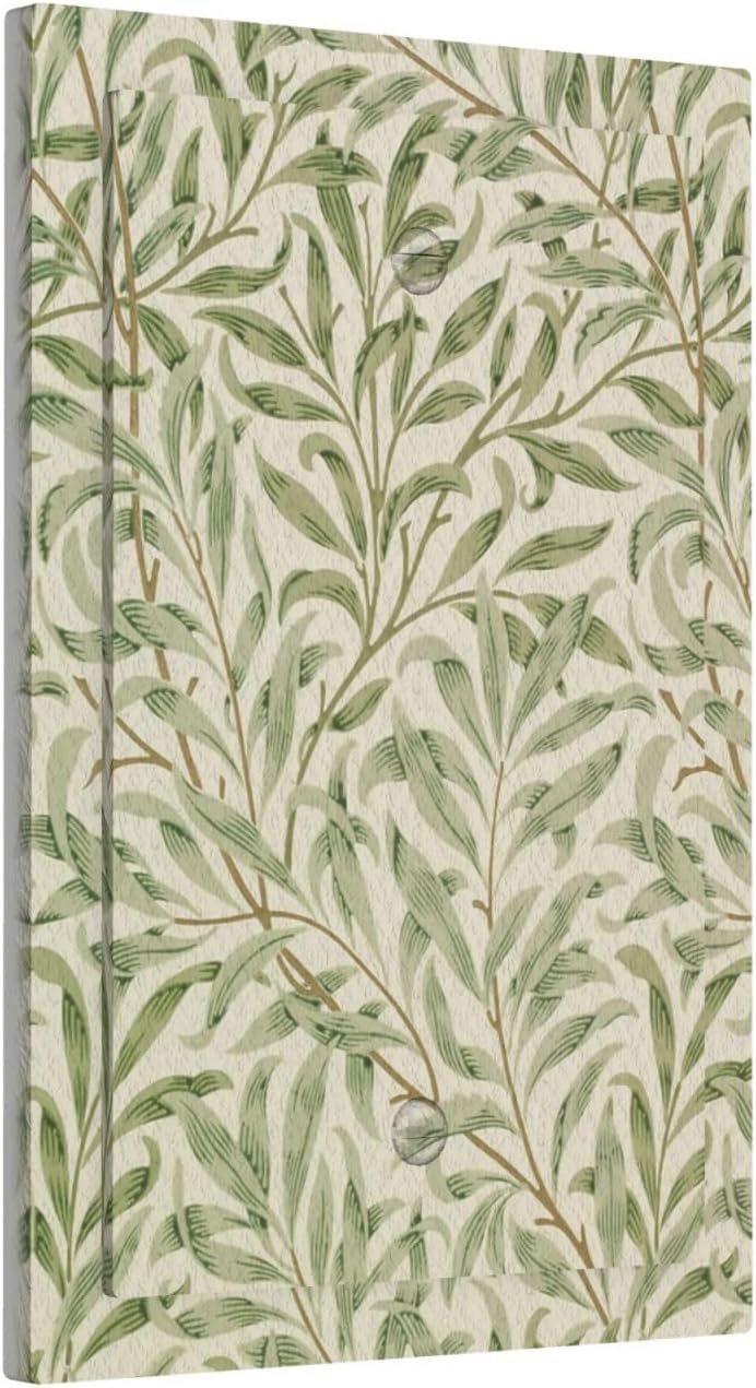 Decorative Light Switch Plate Covers Rustic Morris Willow Leaf Green Leaves 1 Gang No Device Single Blank Outlet Covers Wall Plate Light Switch Cover Plate Faceplate for Bedroom Home Decor