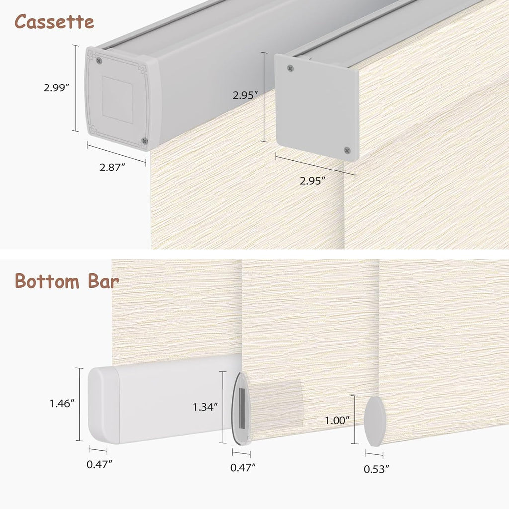 Motorized Roller Blinds with Remote, 100% Blackout Automatic Roller Shades for Bedroom, Bathroom, and Living Room, Customized Size, Tree Ring Beige