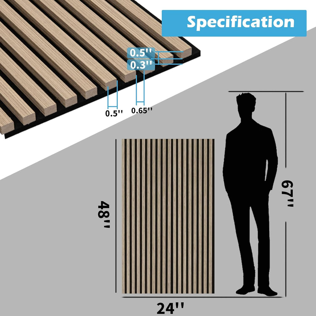 Art3d 2-Pack 48" x 24" Acoustic Wood Panels for Wall, Soundproof Wood Slat Panel for Wall and Ceiling, 3D Fluted Sound Absorbing Paneling for Interior Wall Decor, Living Room, Bedroom - Peach