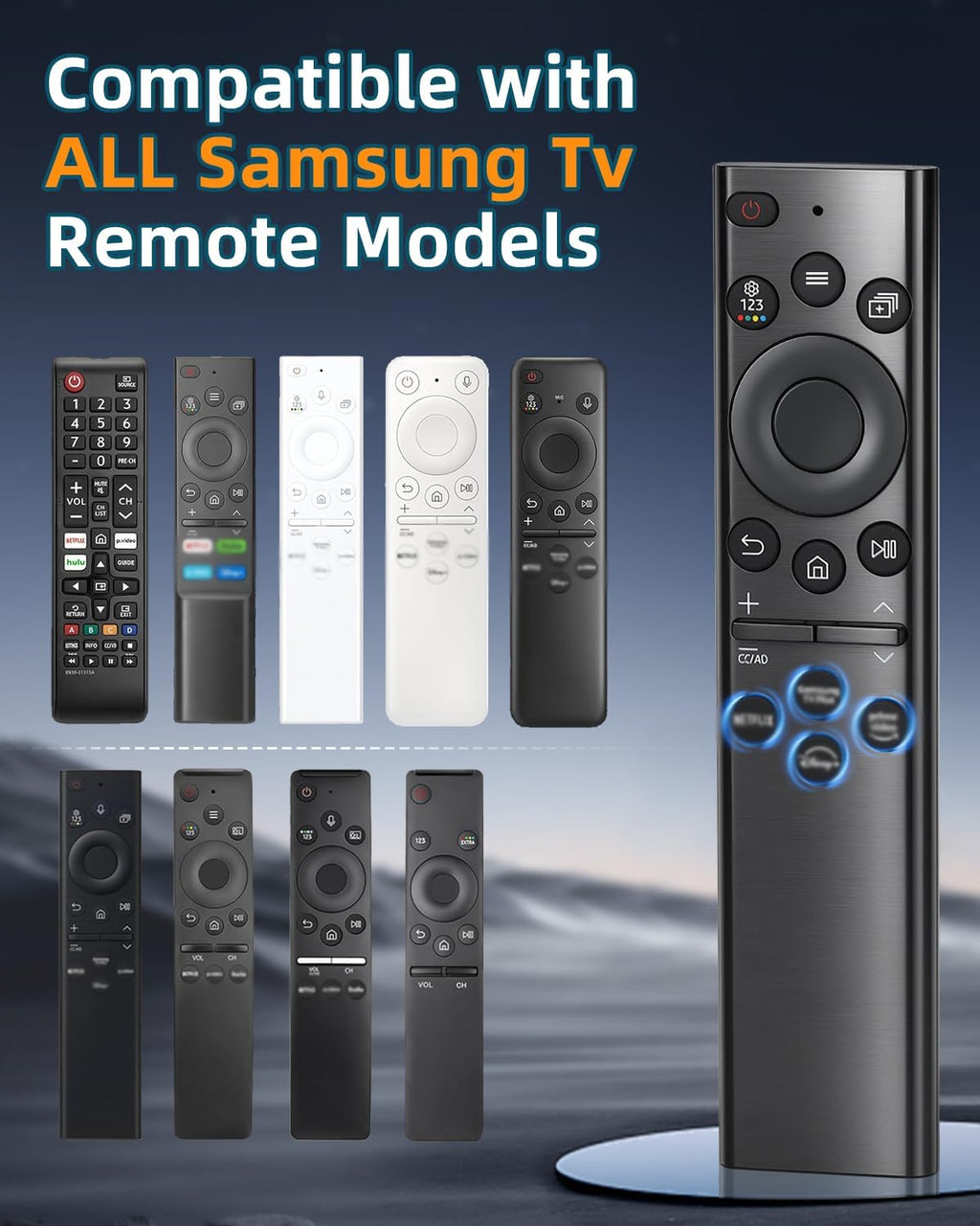 Replacement Remote Control for Samsung Smart TVs – Ready to Use, Universal Remote Compatible with Samsung Frame Curved QLED Crystal UHD TVs