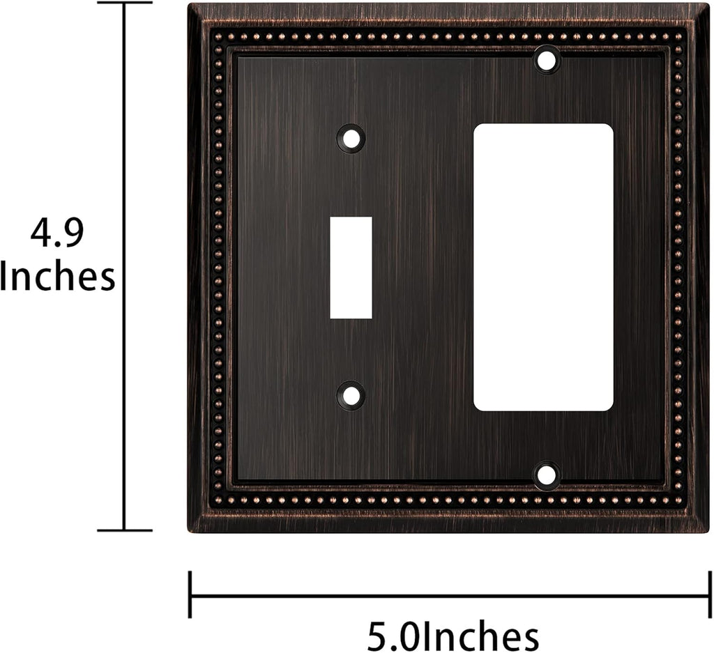 Henne Bery Sunken Pearls Heavy Duty Decorative Wall Plate Switch Plate Outlet Cover (Toggle/Decorator, Aged Bronze)