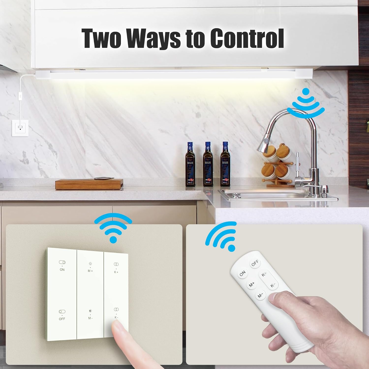 Under Cabinet Lights with Plug. 2700K-6500K Dimming and Color. with Wireless Control Panel and Remote Control.36W 3600LM for Garage, Kitchen, Bathroom, Closet, Office (45 inch)