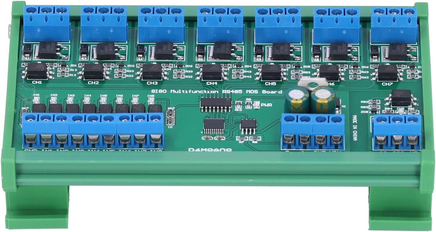 MOSFET Control Module 8 Channel Input Output RS485 Din Rail Mount Smart Home Automation Electronic Component for CCTV Camera System Motor Control