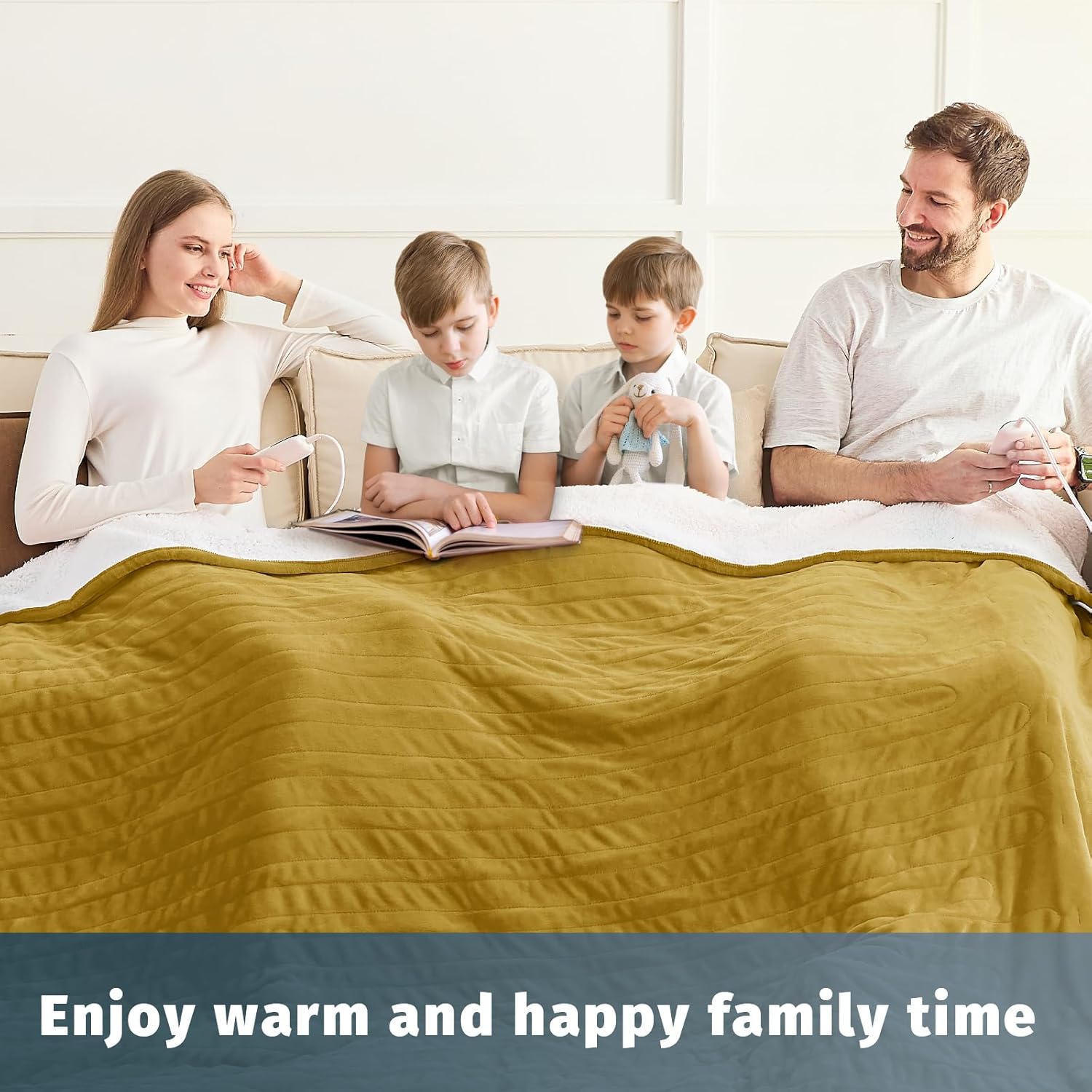 Heated Electric Blanket King Size - 90" x 100" Heating Blanket with Dual Control, 10 Heating Levels & 8 Hours Auto Off, Soft Warm Flannel Blanket, Christmas Birthday Gifts for Senior Grandma