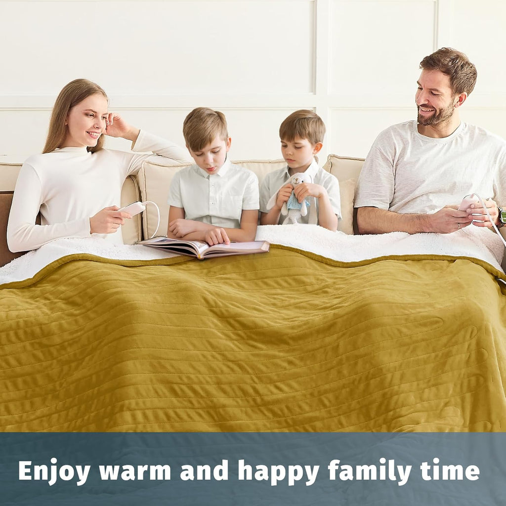 Heated Electric Blanket Queen Size - 84" x 90" Heating Blanket with Dual Control, 10 Heating Levels & 8 Hours Auto Off, Soft Warm Flannel Blanket, Christmas Birthday Gifts for Senior Grandma