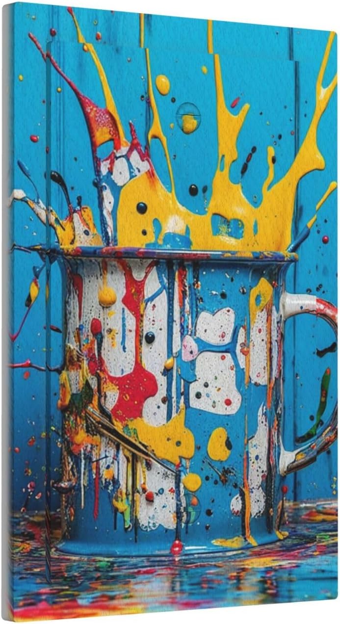 Decorative Light Switch Cover Plate Colorful Paint Splatters Blue Wood Plank 1 Gang No Device Single Blank Outlet Covers Wall Plate Cover Switchplate Electrical Faceplate
