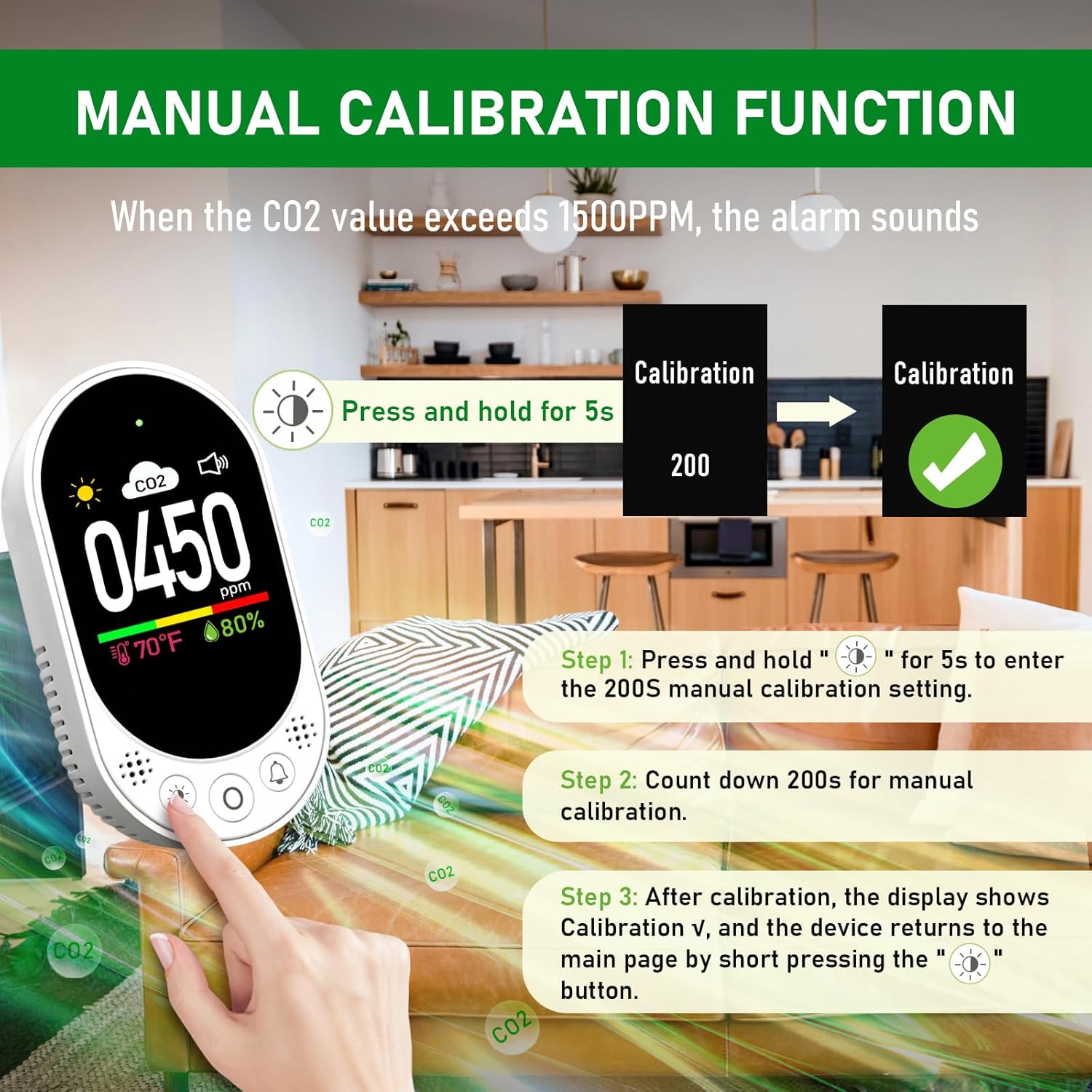 Upgraded Carbon Dioxide Detector Plug in Wall Design, 3 in 1 CO2 Detector(Temp, Humidity and CO2 Value), High Accuracy CO2 Meter with Alarm Function and Manual Calibration for Home RV 2Pack