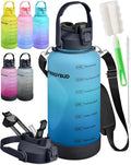 1 Gallon Water Bottle with 128 oz Capacity - Motivational Time Markers for Daily Hydration Goals - Leakproof BPA Free Tritan with Removable Straw