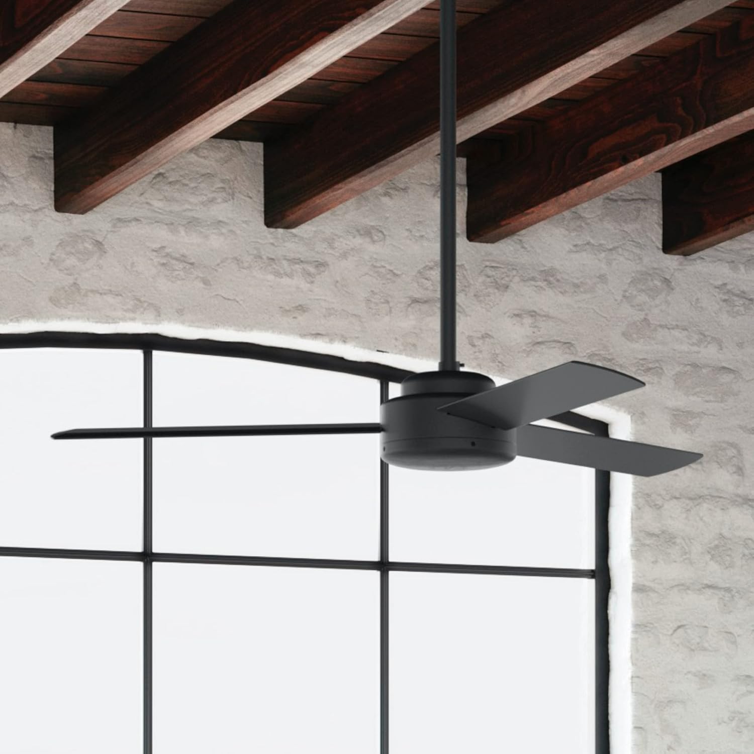 Hunter 52 inch Indoor Ceiling Fan No Light - Black Modern Ceiling Fan without Light, 3 Blades, Standard Mount, For Bedroom, Living Room, or Kitchen, Wall Control - Presto 50810, Matte Black