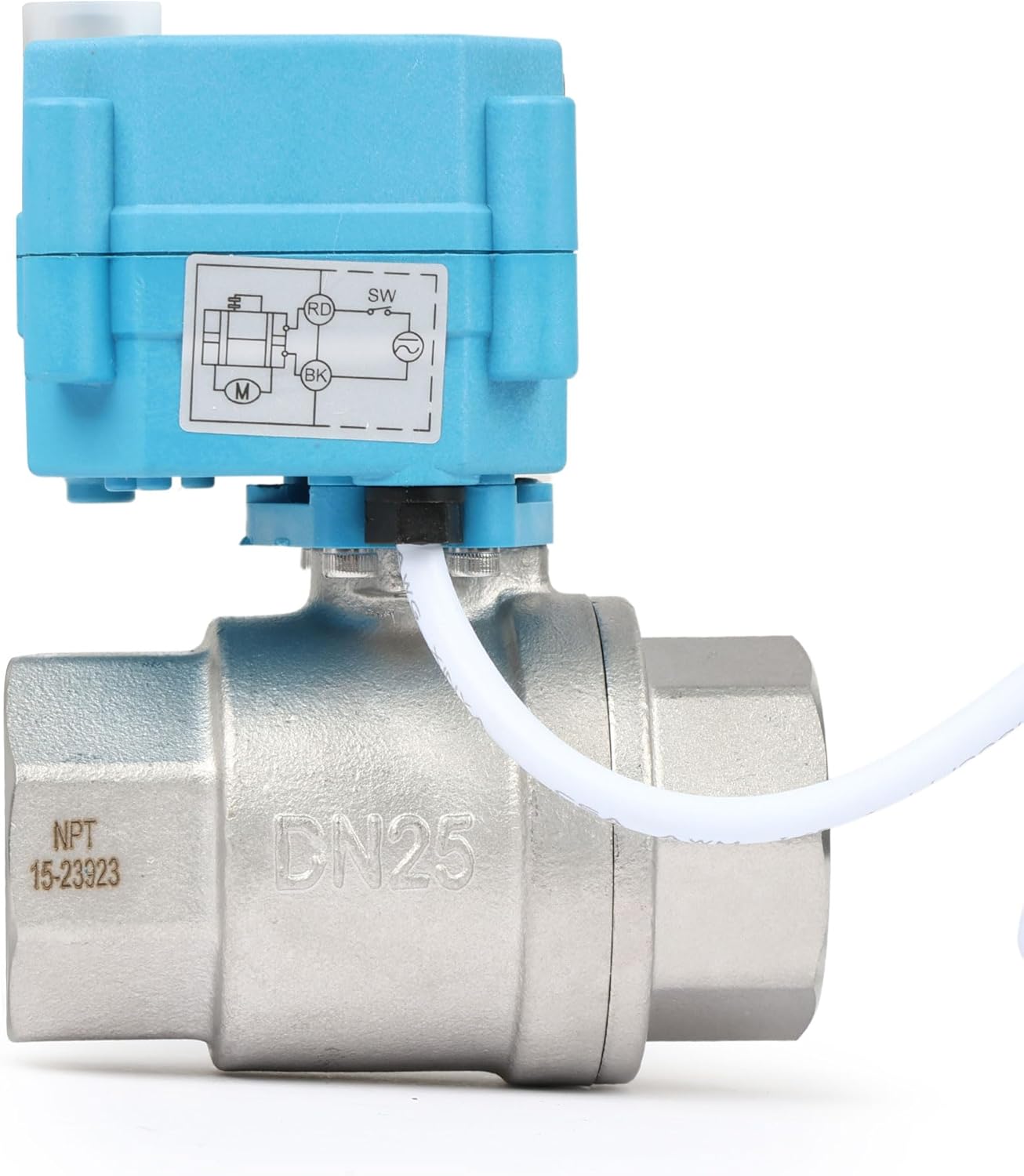 U.S. Solid Motorized Ball Valve - IP67 1inch Stainless Steel Ball Valve 110-230V with Waterproof Cover, Full Port, 2 Wire Auto Return, Normally Closed