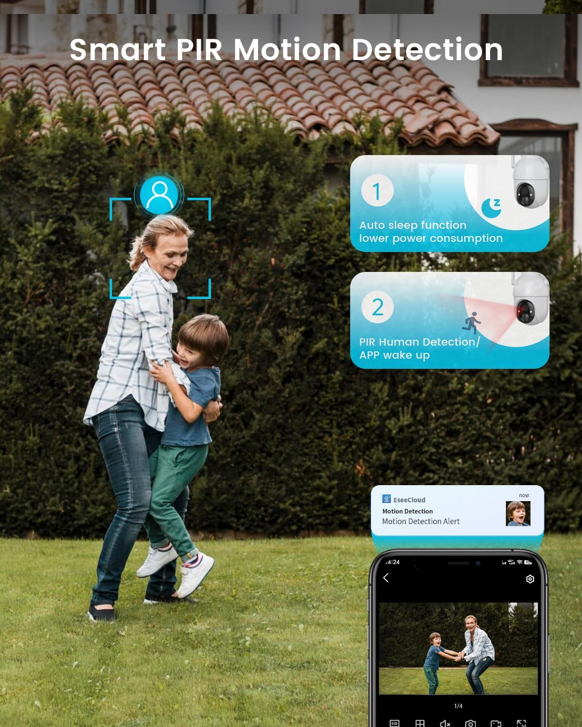 Security Cameras Outdoor Wireless,4 Cam-Kit,No Subscription,360° Pan & Tilt Home Security Cameras System,2K Color Night Vision