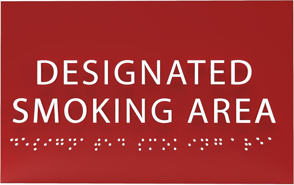 6" X4" Designated Smoking Area Sign - ADA Compliant Tactile Graphics Grade 2 Braille Text | Smoking Permitted Wall Signs for Offices, Private Businesses, Schools, and Restaurants
