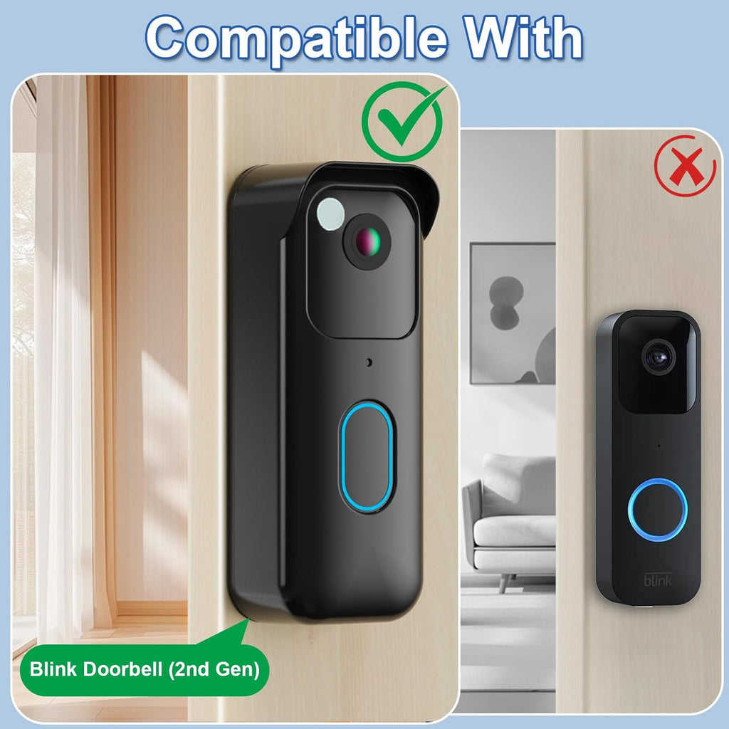 No-Drill Adhesive Doorbell Mount Compatible with Blink Doorbell (2nd Gen), Door Mounting Holder Bracket Accessories, Not Block Motion Sensor Anti-Theft Camera Mount for Home, Apartment, Office, School