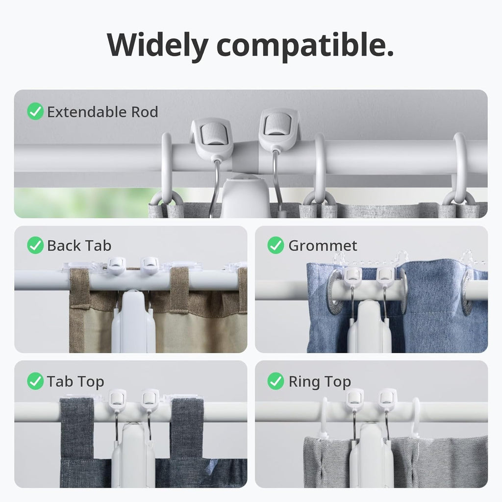 SwitchBot Automatic Curtain Opener - Bluetooth Remote Control Smart Curtain with App/Timer, Upgraded High-Performance Motor, Add SwitchBot Hub to Work with Alexa, Google Home, HomeKit