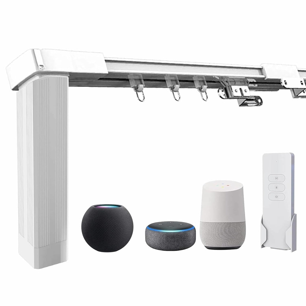 Smart Electric Curtain Motorized Track, Compatible with Alexa Google Assistant & Siri, Tuya App Remote Control, Adjustable to 5.2m(204 inch) for Living Room & Bedroom