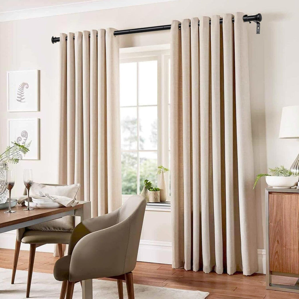 TONIAL Black Curtain Rods for Windows 28 to 48 Inches, Telescoping Splicing 3/4 Curtain Rod 32 to 43 Inch(2.6-3.6ft), Decorative Single Drapery Rod with Small Finial