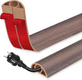 Floor Cord Cover for Wires on Floor Self Adhesive Cord Hider Floor Cable Management Wire Covers for Cords Protector Prevent Cable Trips Cord Cavity W 0.32" x H 0.32", Grayish Brown Wood, 10Ft