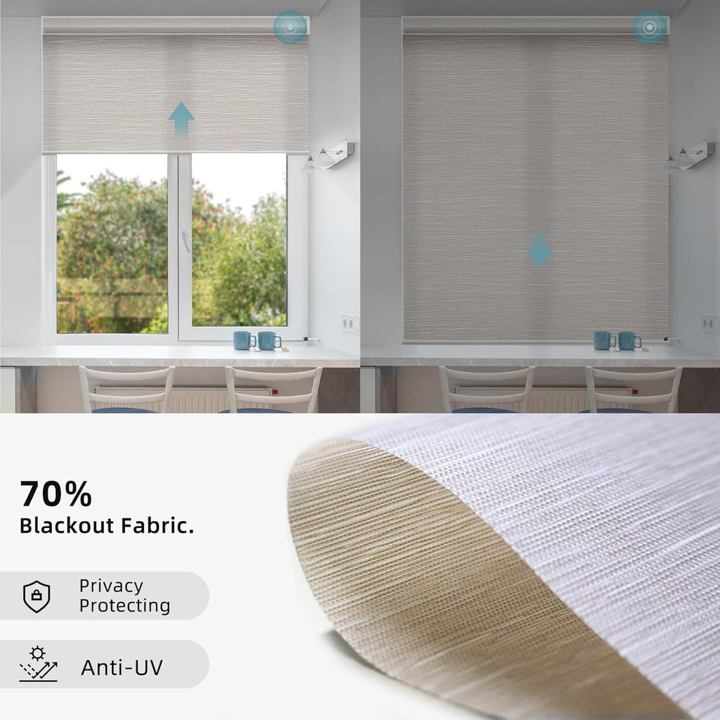 SmartWings Motorized Smart Blinds for Windows in Light Filtering, Electric Remote Roller Shades Compatible with Alexa/Google Home/Homekit, Custom Up to 110”W x 148”H, Essential Translucent Cream