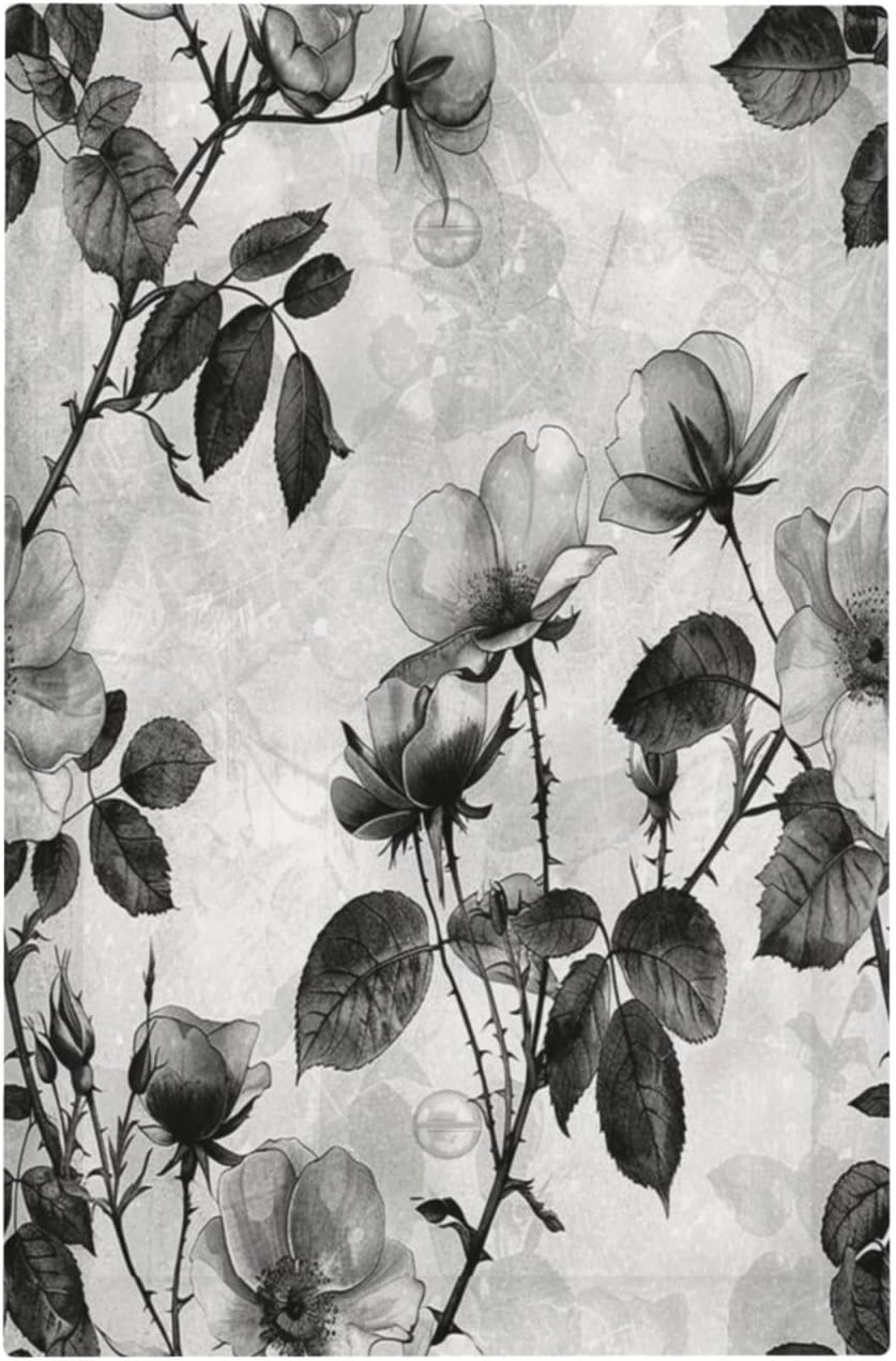 Light Switch Cover Plate Black Breezy Watercolor Garden Floral 1 Gang No Device Blank Electrical Wall Plates Faceplate Decorative Switch Plate for Bedroom Home Decor