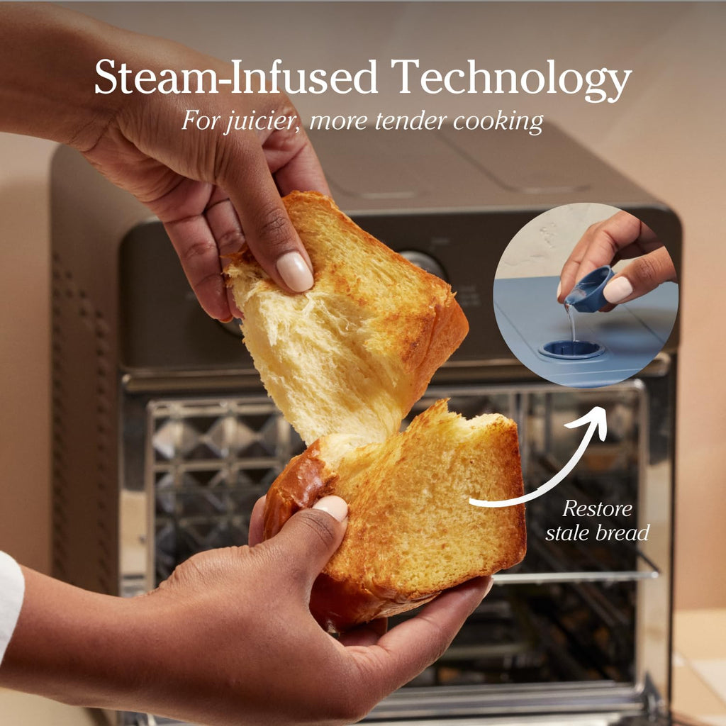 Our Place Wonder Oven | 6-in-1 Stainless Steel Air Fryer Toaster Oven Combo with Basket, Rack, Pan & Tray | Compact 13 QT Countertop Capacity - Toast, Roast, Bake, Reheat, Broil & Steam | Char