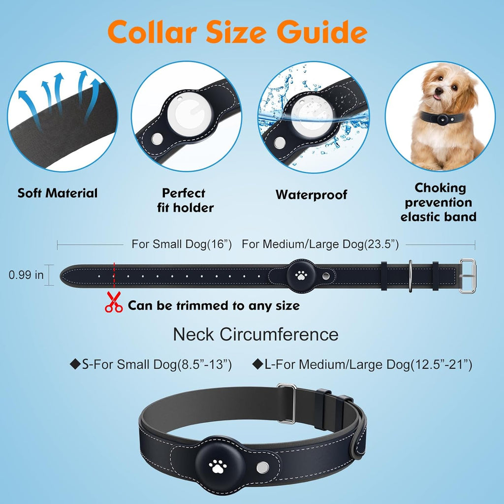 2-in-1 GPS Tracker for Dogs: Smart Collar with Real-Time Location, No Monthly Fee, Unlimited Range (iOS Only) GPS Tracker Dog Collar- Ideal for Small, Medium Large Dogs(Tracker Included)(Blue)