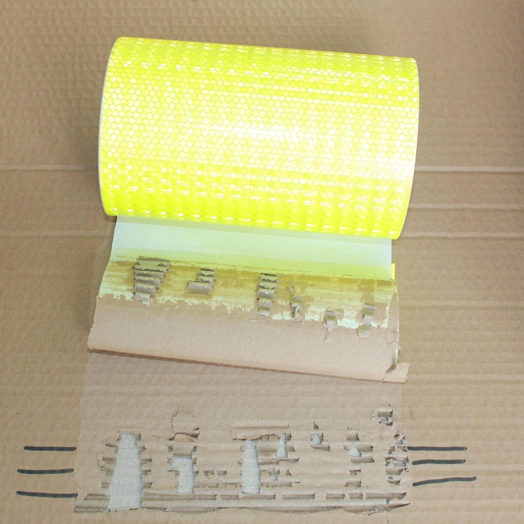 Fluorescent Yellow Reflective Tape Outdoor Waterproof 8 inch Wide, High Visibility Warning Safety Industrial Marking Tape (68 feet)
