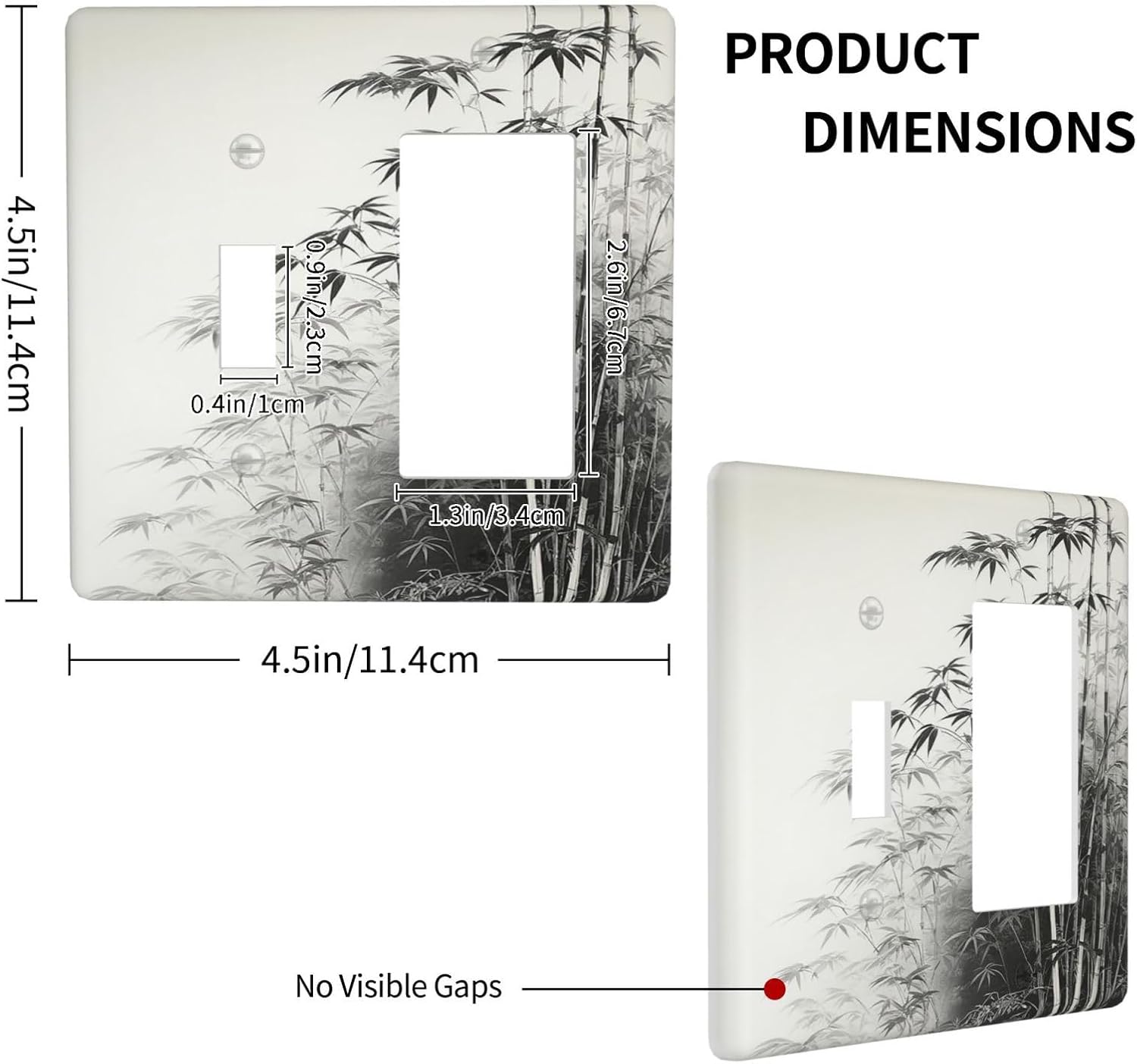 Watercolor Vintage Ink Bamboo Forest 2 Gang Combo 1 Toggle 1 Rcoker Light Switch Covers Decorative Switch Plates Electrical Switch Plates and Outlet Covers for Home Art Decor 4.5 X 4.5 IN