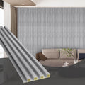 OUZUGIE WPC Acoustic Slat Wall Paneling, 8-Pack 96 x 6 Inches 3D Wall Panels for Interior Wall Decor,Living Room,TV Background,Study Room,Office Spaces,Bedroom,High Grille (Gray Marble)