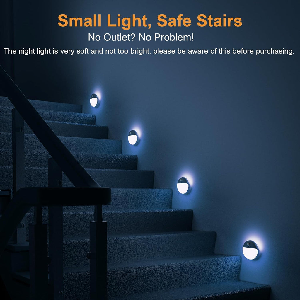 2 Pack Azure Battery Night Light, Motion Activated Night Light, 2.6" Small Sticky Lights, 3 Light Modes, Dimmable Battery Operated Lights for Travel, Toilet, Bathroom, Closet, Stairs,Corridor