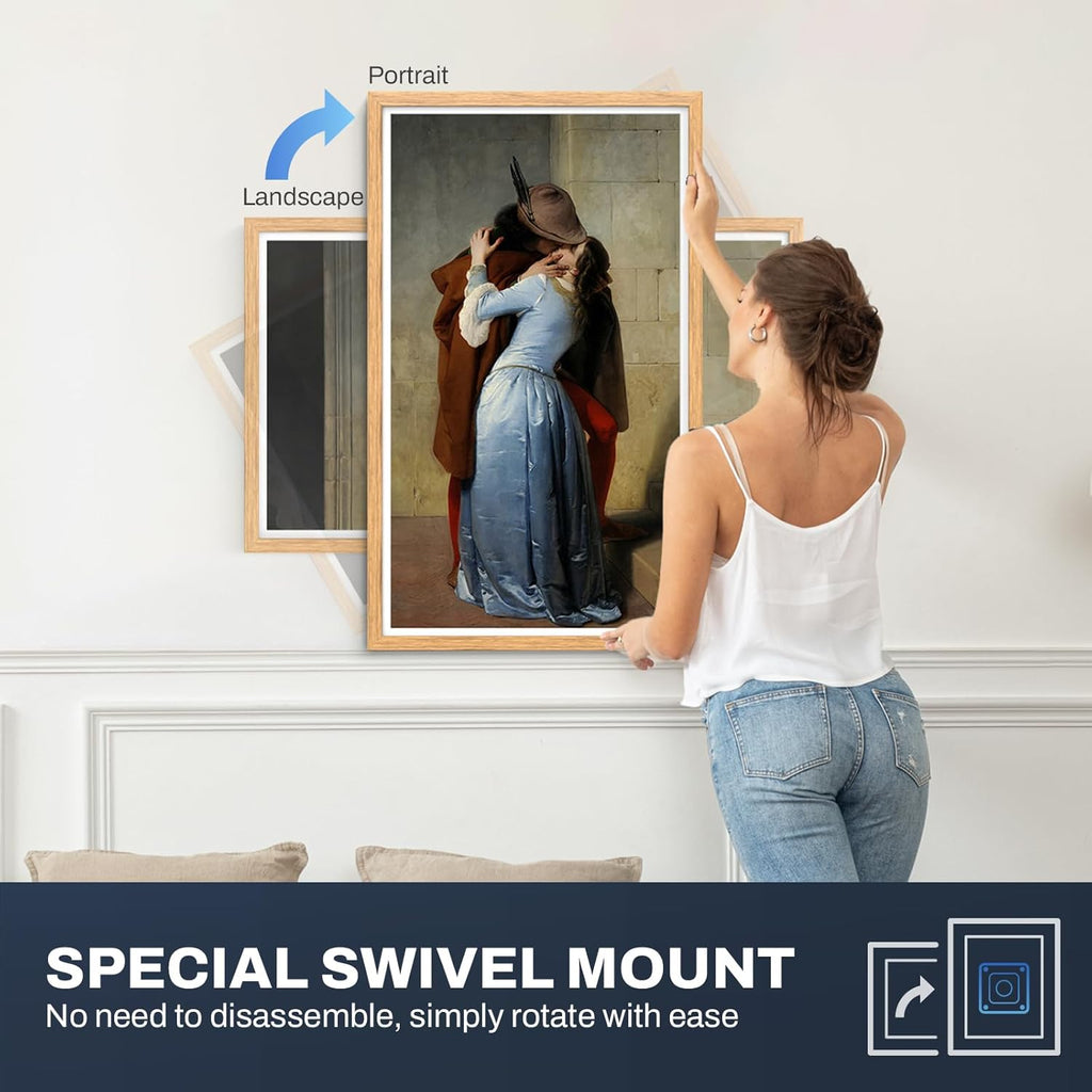 32 Inch FHD Extra Large Digital Picture Frame Touchscreen, 64GB FHD IPS WiFi Digital Photo Frame Remote, Share Photo/Video via Apps, Email, Auto-Rotate,Wood Pattern