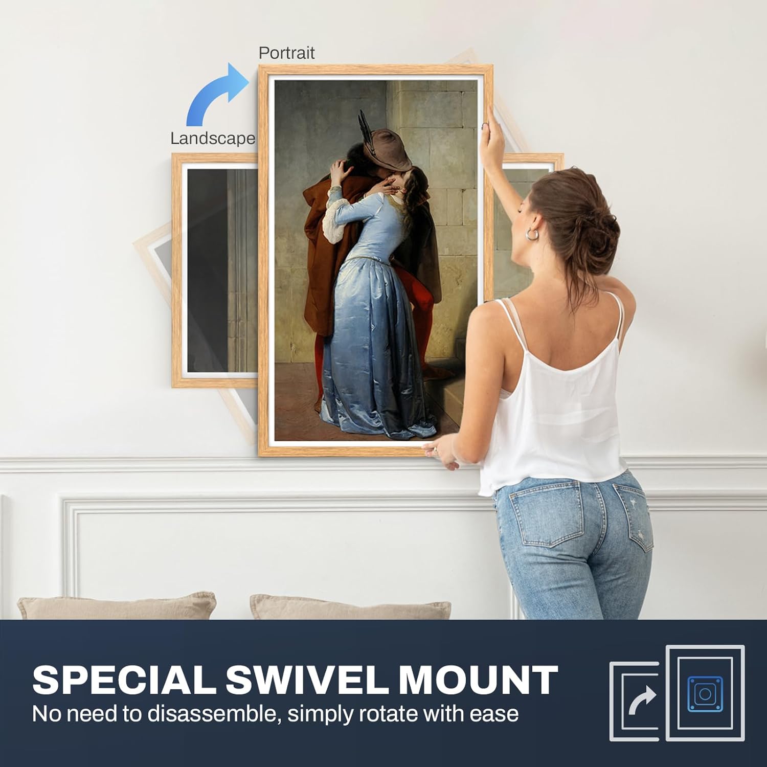 32 Inch FHD Extra Large Digital Picture Frame Touchscreen, 64GB FHD IPS WiFi Digital Photo Frame Remote, Share Photo/Video via Apps, Email, Auto-Rotate,Wood Pattern