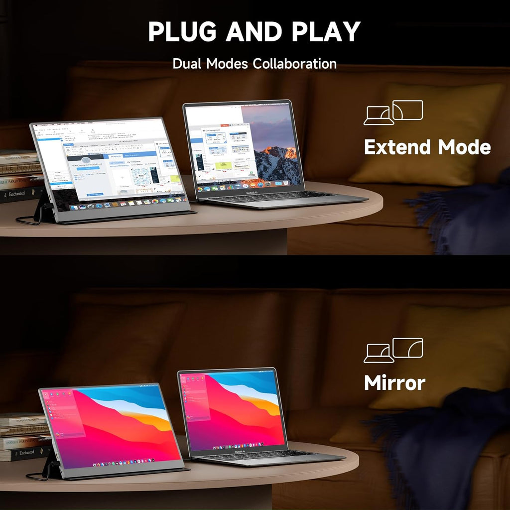 qaf Portable Monitor for Laptop, 15.6 Inch 1080P USB-C HDMI Display, Ultra-Thin IPS Travel Second Screen Compatible with Laptop Mac PC Phone PS5 Xbox, Built-in Speakers (Space Gray)