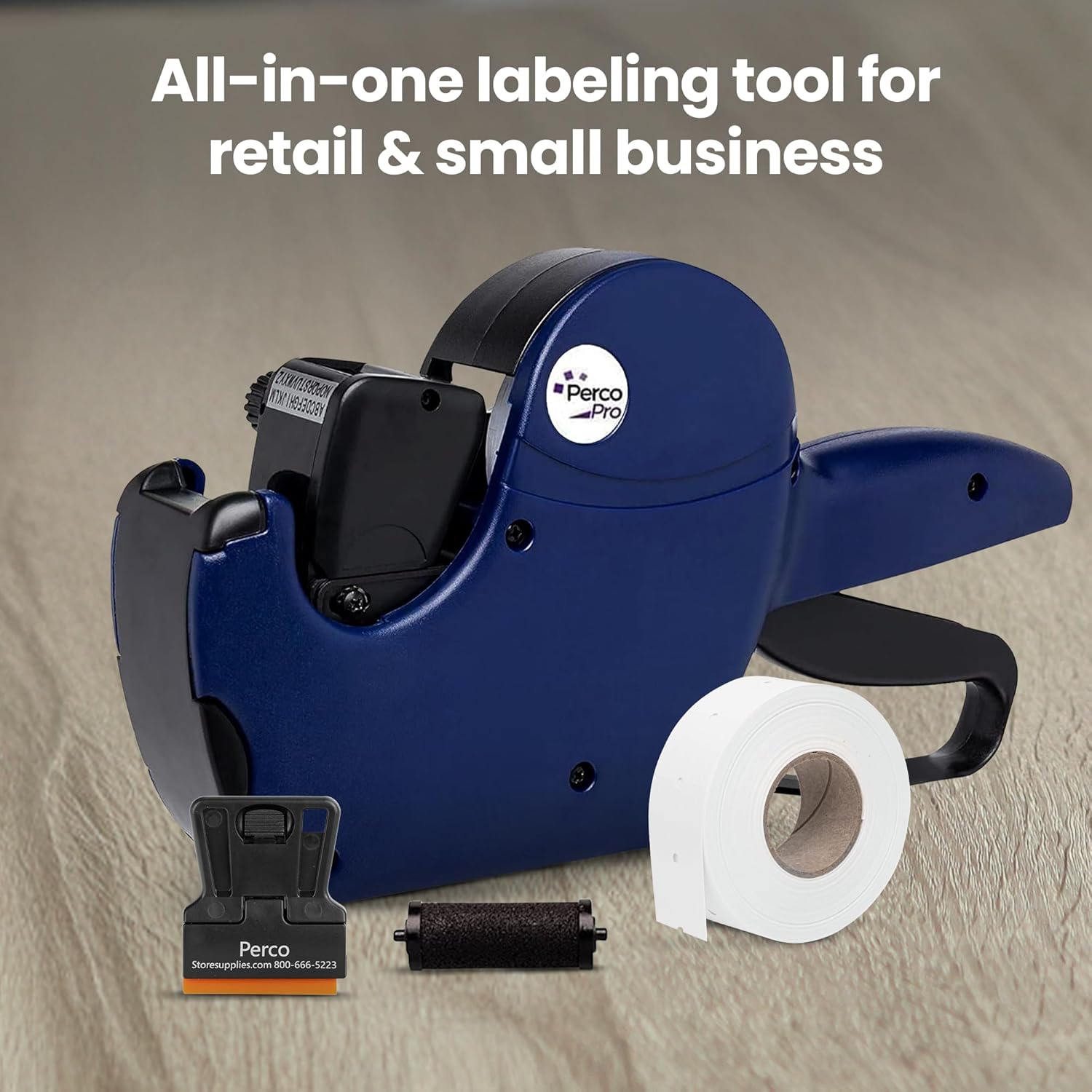Perco Pro 2 Line Date Gun Labeler Kit, Includes 16 Digits Label Gun, 10,500 White Labels, Inker Remover Tool, and Pre-Loaded Ink Roll