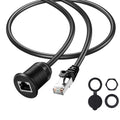 Cat6 RJ45 Panel Mount Extender Cable Male to Female CAT6 Ethernet LAN Cable Threaded Fixed for Car Motorcycle Truck Boat Dashboard Panel Flush Mount Waterproof Dustproof (0.5M/1.6Ft)