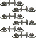 Renovators Supply Manufacturing Black Wrought Iron Gate Turn Latch Lock Set 6.5 Inches W Heavy Duty Rust Resistant Powder Coated Barn Door, Fence Or Gate Ring Latches with Mounting Hardware Pack of 6