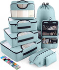 Veken 8 Set Packing Cubes for Travel Essentials, Suitcase Organizer Bags in 4 Sizes, Carry-On Luggage Accessories with Large Laundry & Hanging Toiletry Bag, Must-Have for Airplane, Road Trip & Camping