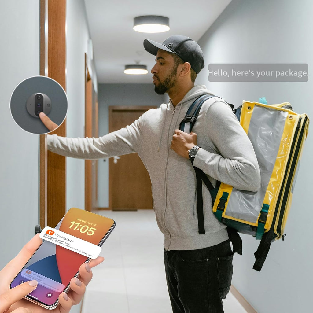 Cawhun Peephole Camera WiFi Doorbell with 4.3" LCD Smart Door Viewer – 1080P | 120° View, Night Vision, Motion Alerts & 2-Way Talk | Security Door Viewer for Homes/Apts via Smart Life App