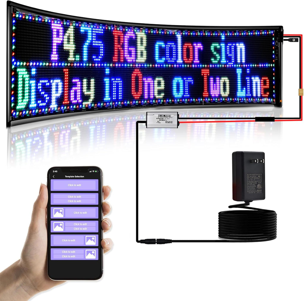 Double Row Scrolling LED Sign,Programmable Flexible LED Matrix Panel,Bluetooth APP Control,DIY Text, Patterns, Animations